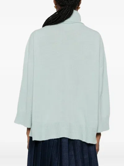 Vicolo Front-slit Roll-neck Sweater In Blue