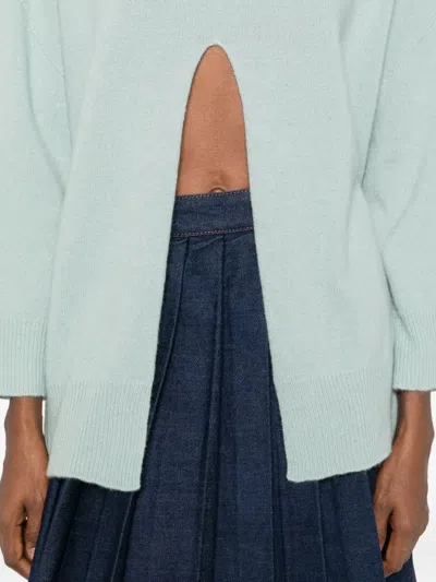 Vicolo Front-slit Roll-neck Sweater In Blue