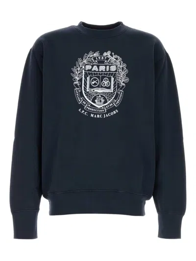 Apc A.p.c. X Marc Jacobs Long-sleeved Crewneck Sweatshirt In Blue