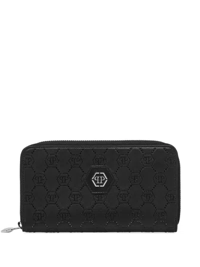 Philipp Plein Monogram-pattern Wallet In Black