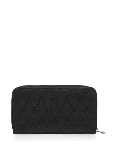 Philipp Plein Monogram-pattern Wallet In Black