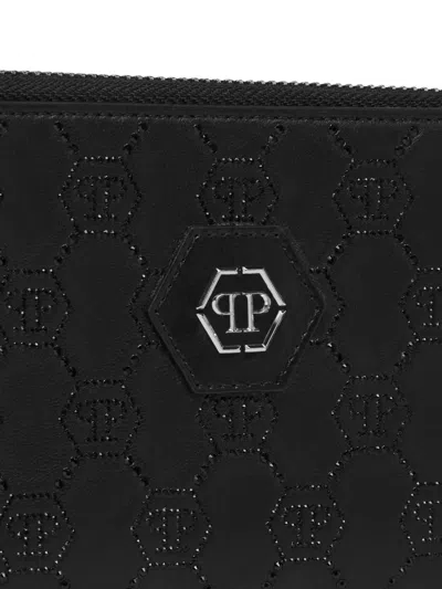 Philipp Plein Monogram-pattern Wallet In Black