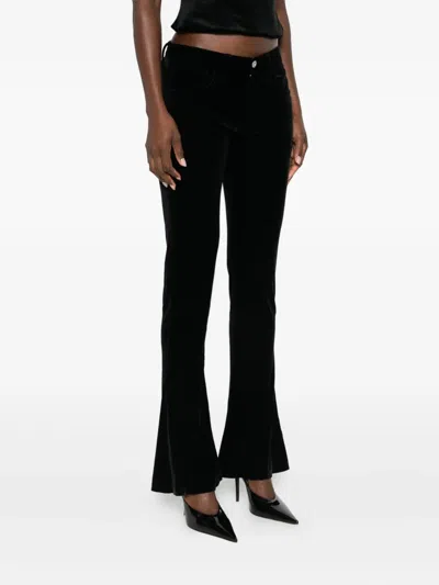 Junya Watanabe Flared Low Rise Trousers In Black