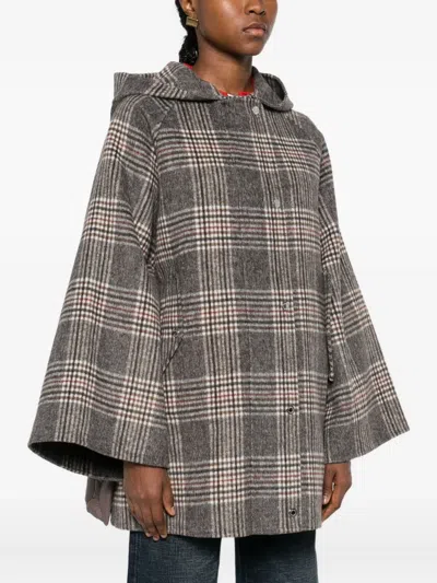 Vicolo Checkered Coat In Multi