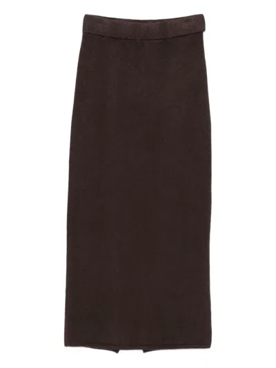 Vicolo Ribbed Skirt In Brown