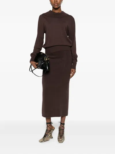 Vicolo Ribbed Skirt In Brown