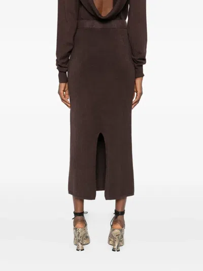 Vicolo Ribbed Skirt In Brown