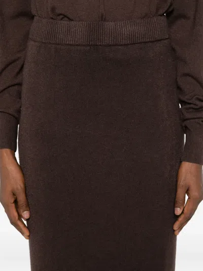 Vicolo Ribbed Skirt In Brown