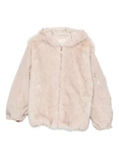 Vicolo Hooded Faux-fur Jacket In Pink