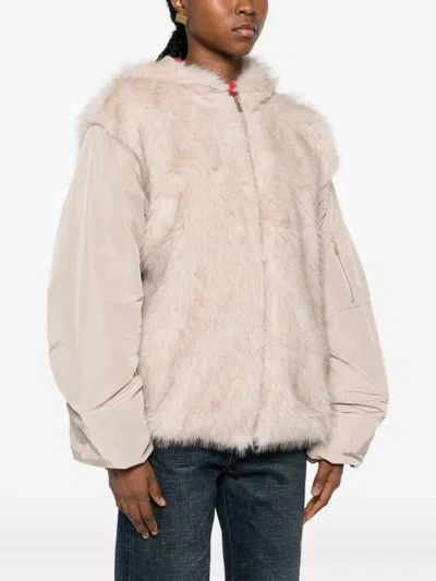 Vicolo Hooded Faux-fur Jacket In Pink