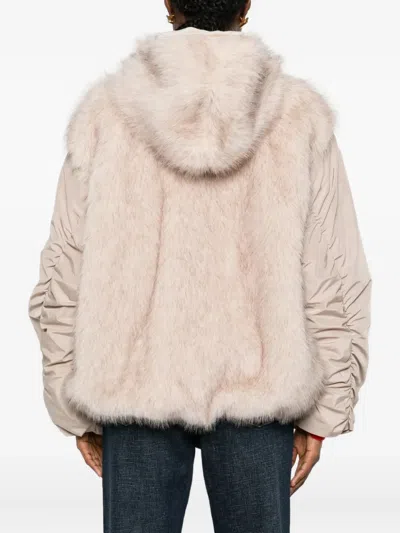 Vicolo Hooded Faux-fur Jacket In Pink