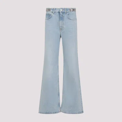 Rabanne Flared High-waisted Blue Denim Jeans In Blue
