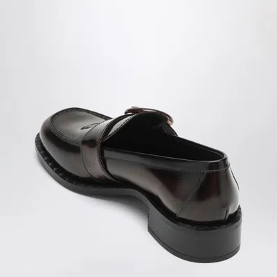Prada Brushed Leather Moccasins In Burnt Color In Brown