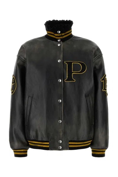 Prada Black Leather Jacket In Black