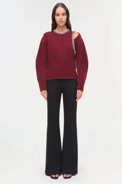 Simkhai Womens Oxblood Monroe Embellished Wool-blend Jumper In Burgundy