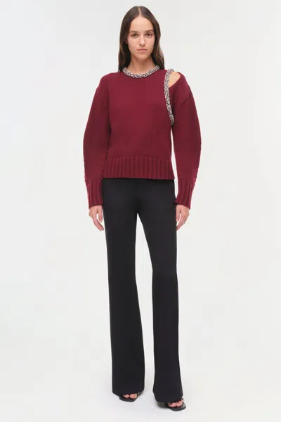 Simkhai Womens Oxblood Monroe Embellished Wool-blend Jumper In Burgundy