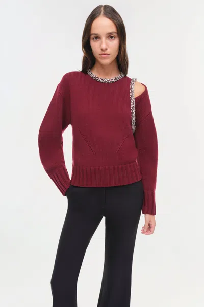 Simkhai Womens Oxblood Monroe Embellished Wool-blend Jumper In Burgundy