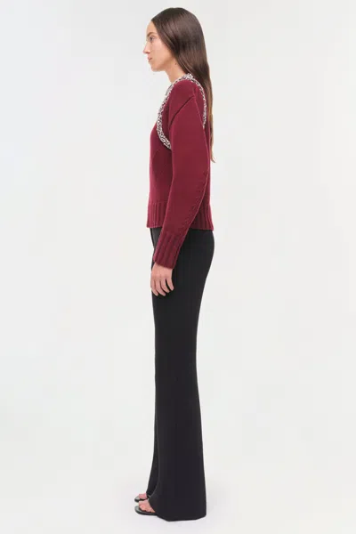 Simkhai Womens Oxblood Monroe Embellished Wool-blend Jumper In Burgundy