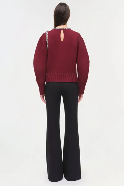 Simkhai Womens Oxblood Monroe Embellished Wool-blend Jumper In Burgundy