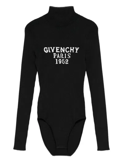 Givenchy Logo Ribbed-knit Bodysuit In Black