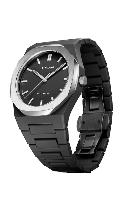 D1 Milano Black Polycarbon Moonglade Polycarbonate Quartz Watch In Silver