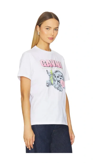 Ganni Women Puppy Print And Logo T-shirt In White
