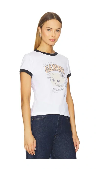 Ganni Women White Crewneck T-shirt With Maxi Logo On The Front In Cotton Jersey Woman In White