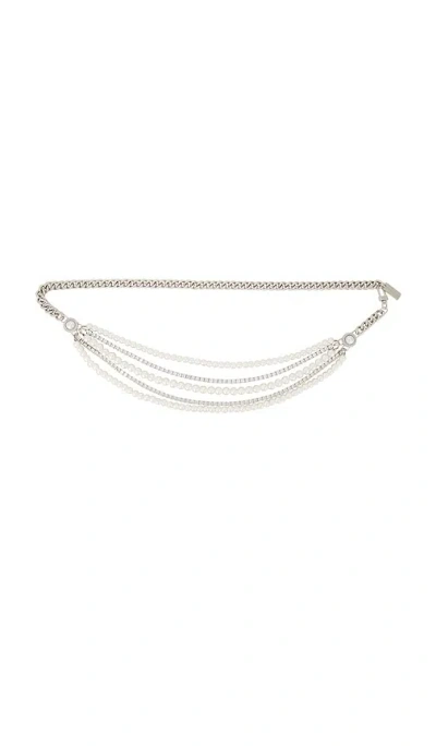 Retroféte Chloe Pearl Chain Belt In Silver