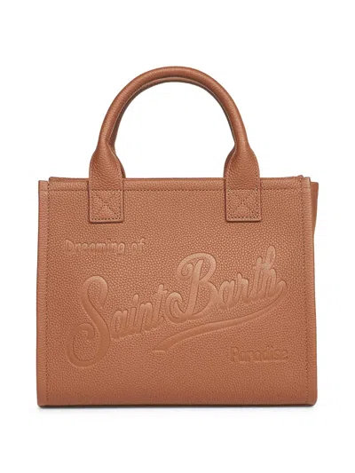 Mc2 Saint Barth Mini Vanity Embossed Top Handle Tote Bag In Brown