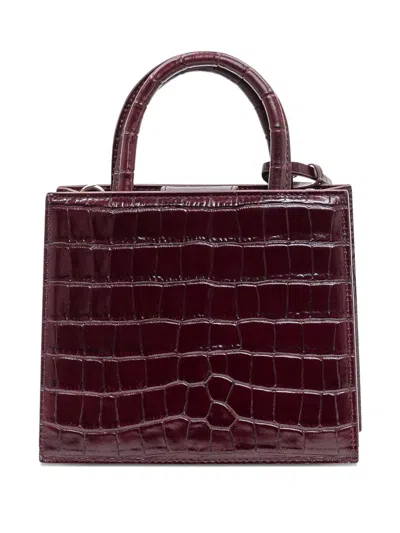 Mc2 Saint Barth Shop Bag Mini Handbag In Burgundy Coconut Print Leather In Red