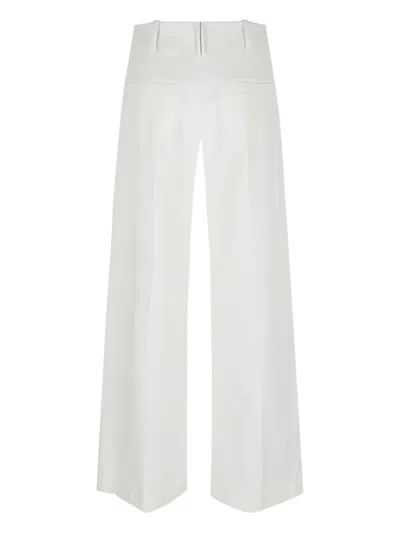 Brunello Cucinelli White Flared Pants With Belt Loops And Monil Detail On The Loop In Cotton Stretch Woman In White
