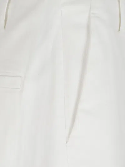 Brunello Cucinelli White Flared Pants With Belt Loops And Monil Detail On The Loop In Cotton Stretch Woman In White