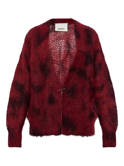 Isabel Marant Mylene Mohair Cardigan Deep Red In Red