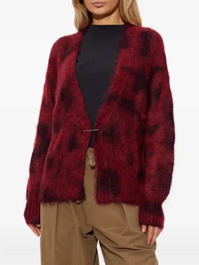 Isabel Marant Mylene Mohair Cardigan Deep Red In Red