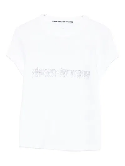 Alexander Wang Crystal Hotfix Logo Cotton Baby T-shirt Clothing In White