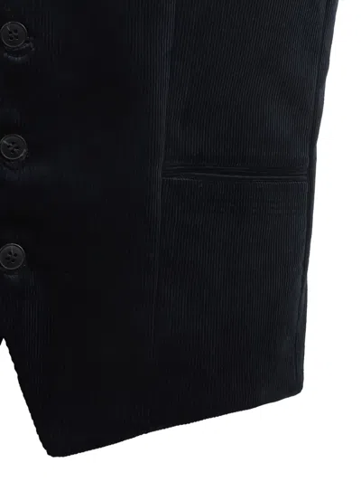 Selected Corduroy Button-up Waistcoat In Blue