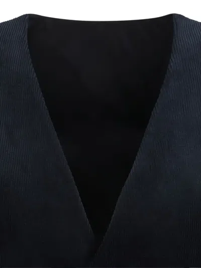 Selected Corduroy Button-up Waistcoat In Blue