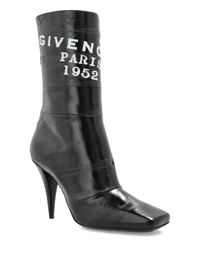 Givenchy Sliced Square Patent Leather Ankle Boots In Black