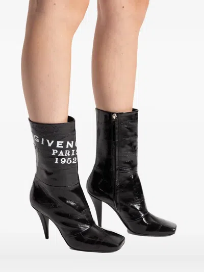 Givenchy Sliced Square Patent Leather Ankle Boots In Black