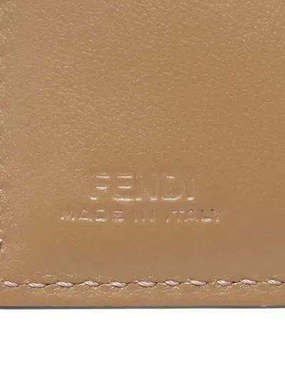 Pre-owned Fendi 2010-2025 Micro Zucca Canvas Baguette Trifold Wallet Small Wallets In Brown