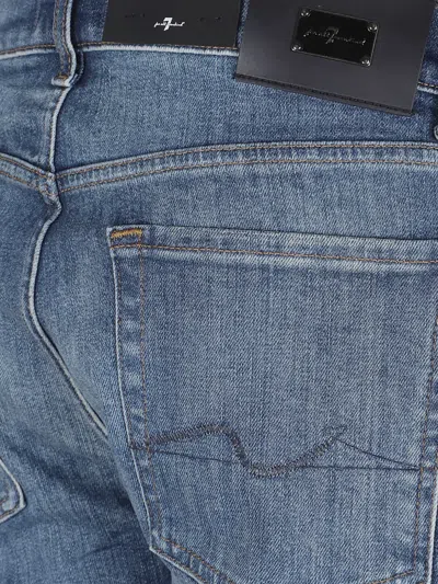 7 For All Mankind Mid-rise Slim-fit Stretch Denim Jeans With Tapered Hem In Blue