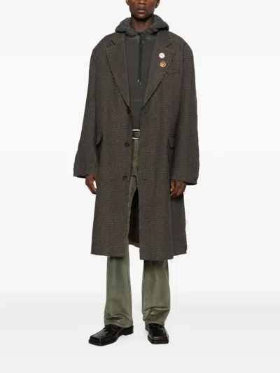 Martine Rose Check-pattern Coat In Brown