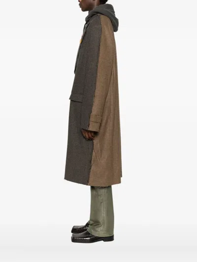 Martine Rose Check-pattern Coat In Brown