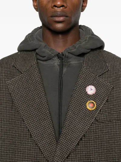 Martine Rose Check-pattern Coat In Brown