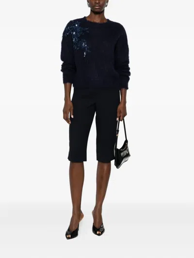 Blugirl Classic Knit Sweater With Round Neckline In Blue