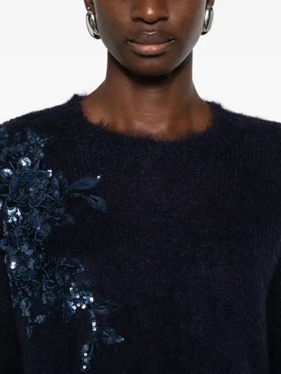 Blugirl Classic Knit Sweater With Round Neckline In Blue