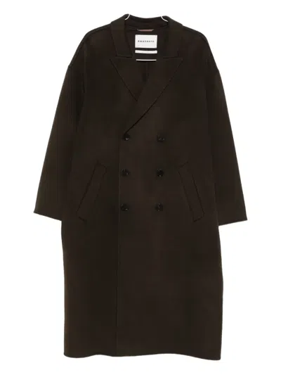 Amaranto Double-breasted Oversized Wool-cashmere Blend Coat In Brown