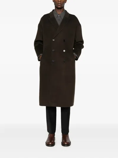 Amaranto Double-breasted Oversized Wool-cashmere Blend Coat In Brown
