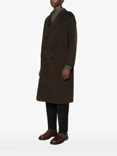 Amaranto Double-breasted Oversized Wool-cashmere Blend Coat In Brown