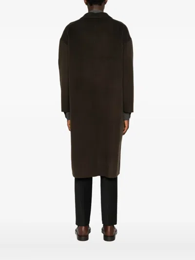 Amaranto Double-breasted Oversized Wool-cashmere Blend Coat In Brown